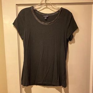 Black Tee with Silk Neckline